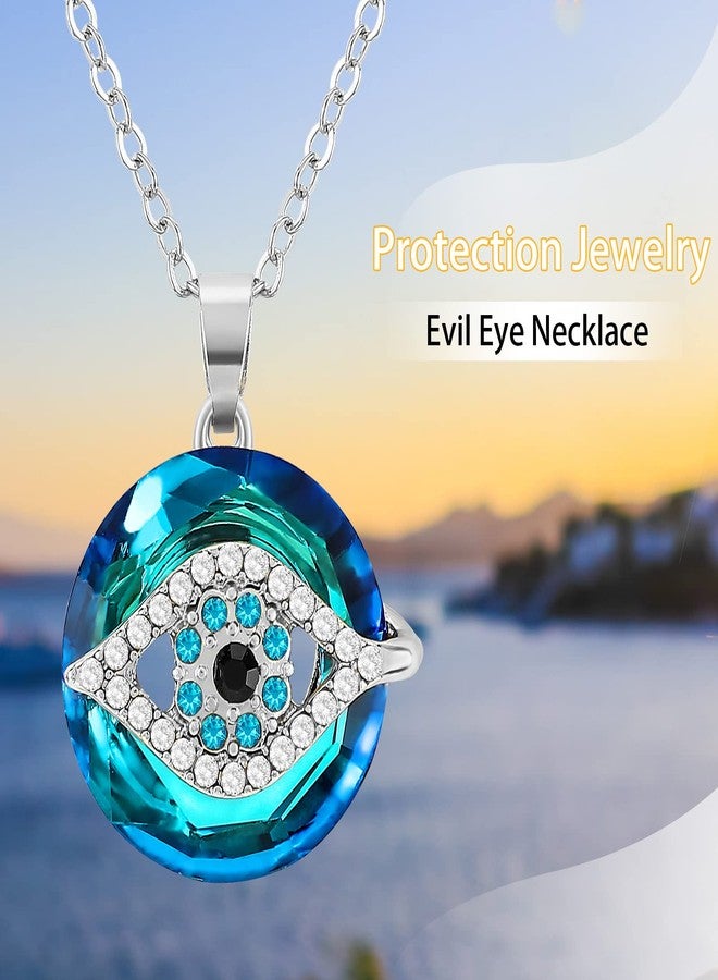 CARPDIM Evil Eye Necklace, Evil Eye Pendant Necklace with Circle Crystal as Evil Eye Jewelry Necklaces Good Luck Vintage Evil Eye Pendant Jewelry Birthday Necklaces for Women Friend Female - Image 3